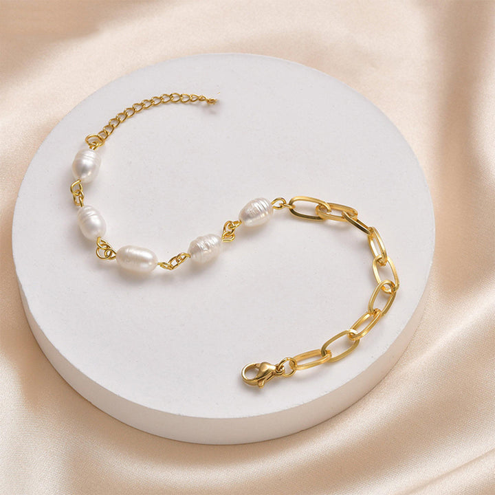 Freshwater Pearl Paperclip Bracelet