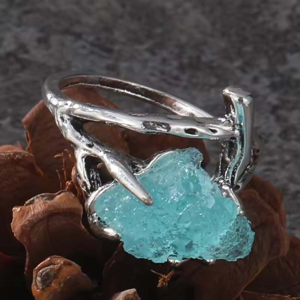 Natural Ice Blue Gemstone Ring