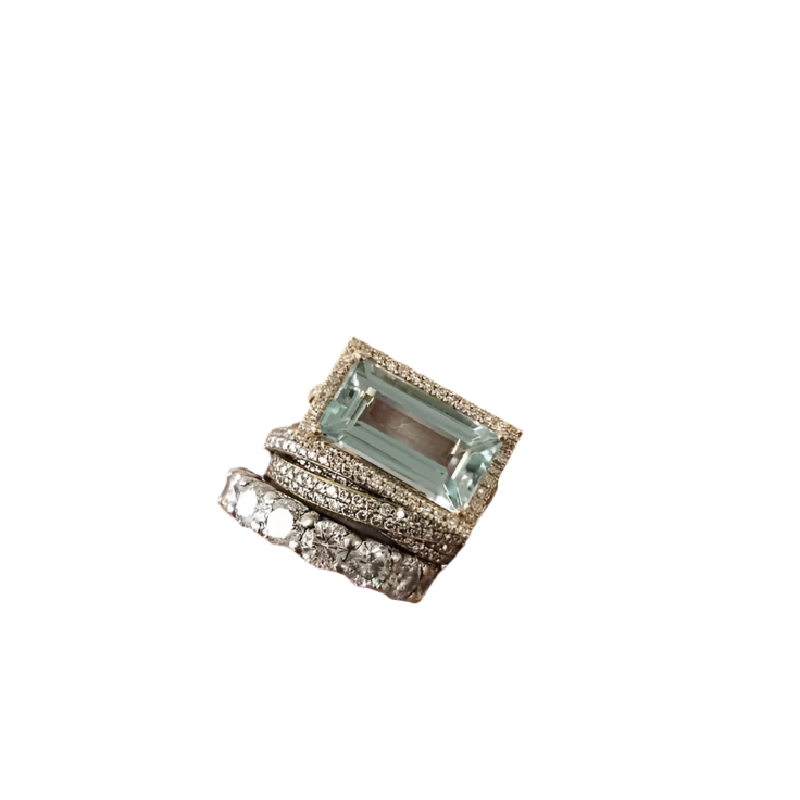 Vintage Silver Turquoise Glass Ring Set
