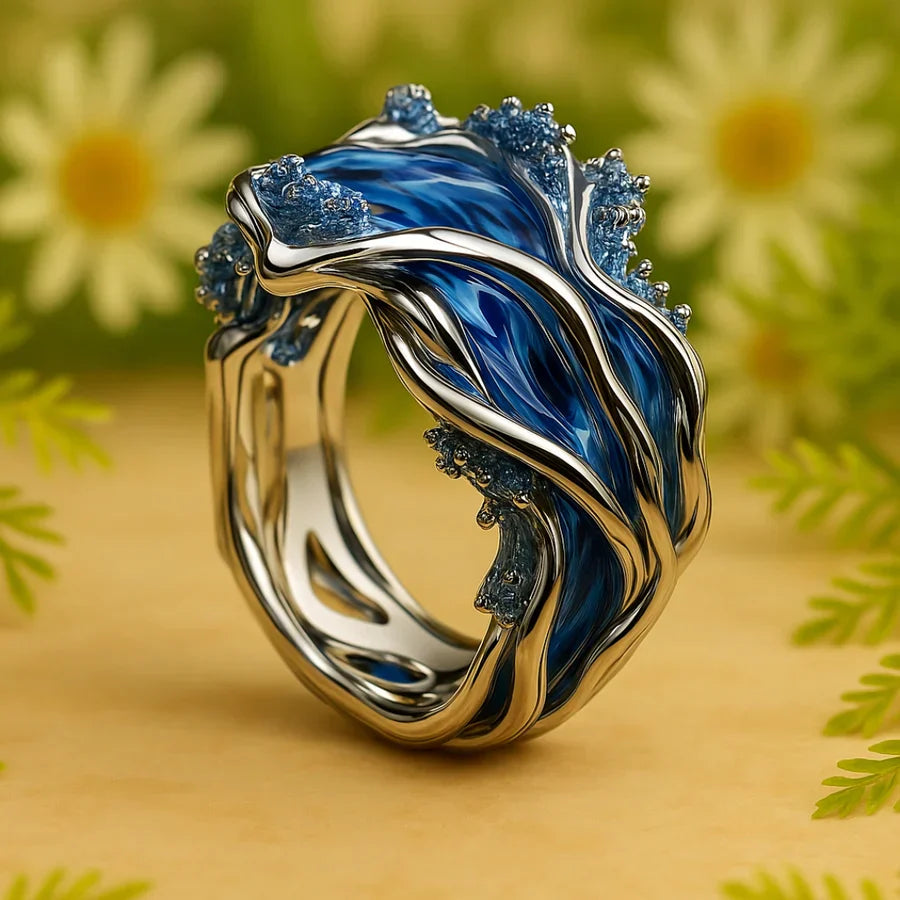 Ocean Wave Ring – Vintage Gold Finish