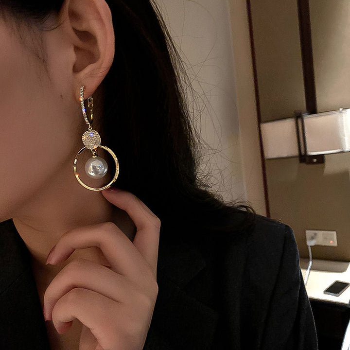 Cultured Pearl Earrings with Zircons