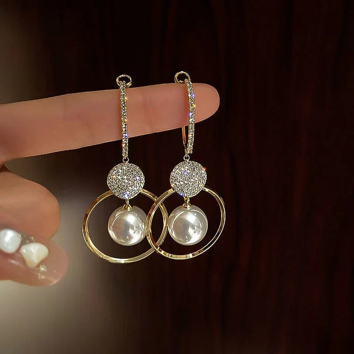 Cultured Pearl Earrings with Zircons